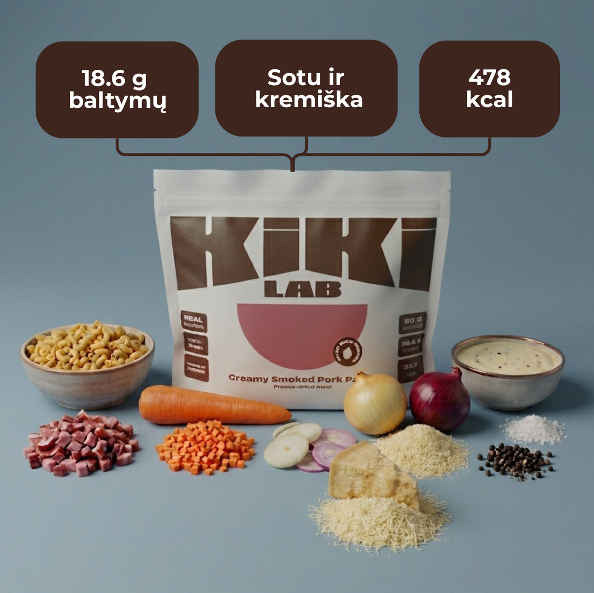 Makaronai su kreminiu rūkytos kiaulienos padažu